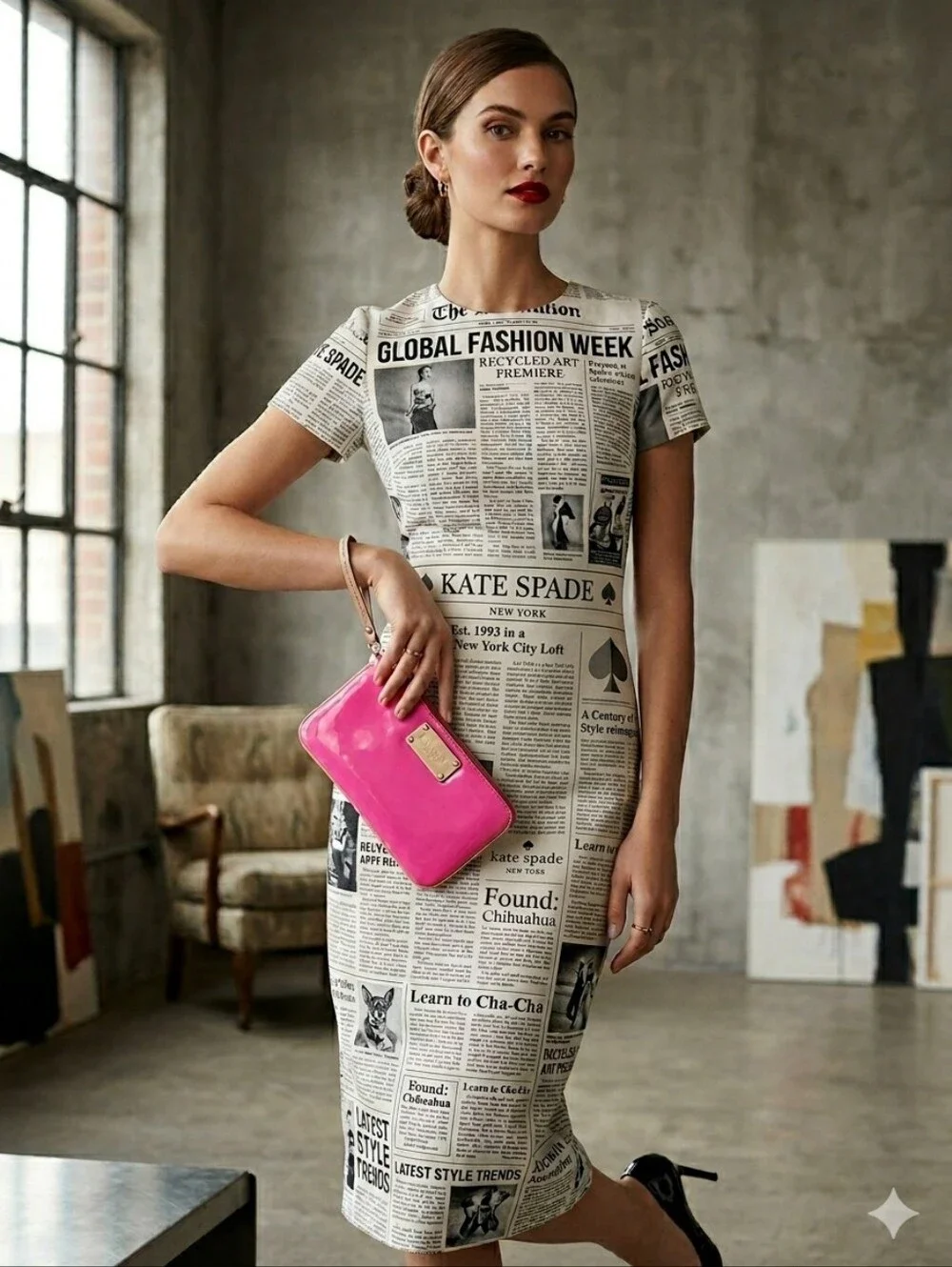 Kate Spade Newspaper Print Wristlet